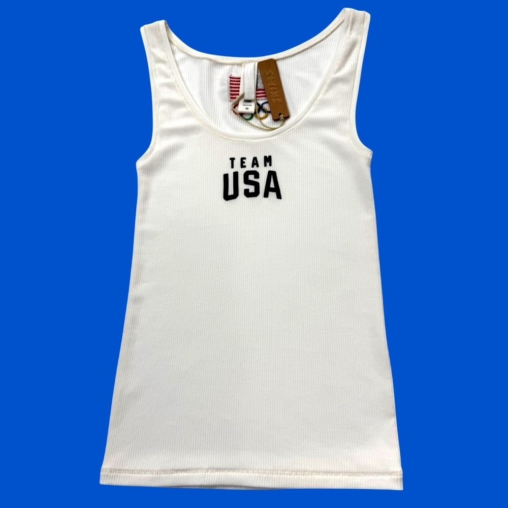 SKIMS Soft Lounge Rib Tank Team USA White XS - Picture 2 of 9